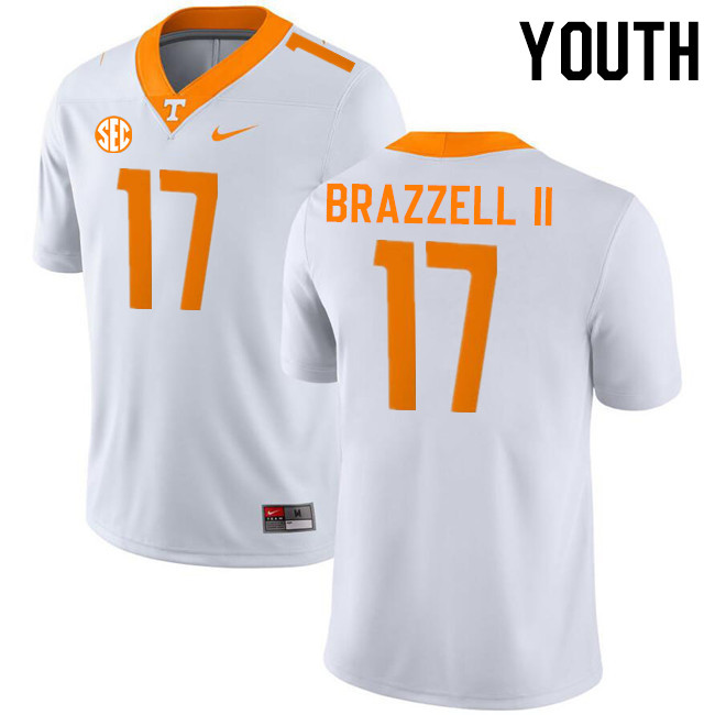 Youth #17 Chris Brazzell II Tennessee Volunteers College Football Jerseys Stitched-White